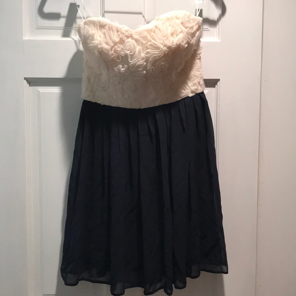 ASOS navy and cream semi formal dress